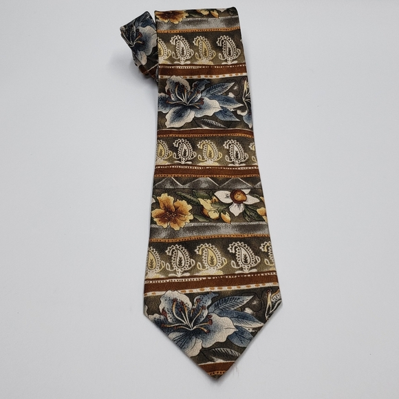 Bill Blass Silk Vintage Floral Paisley Patterned Tie - Picture 2 of 12